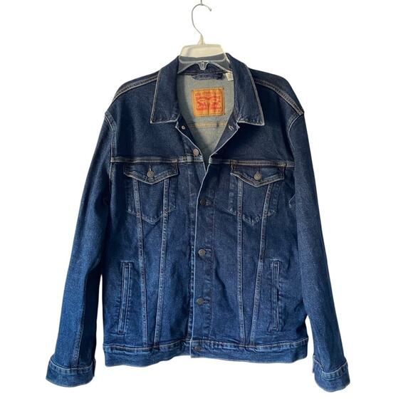 Levi’s Trucker Men's Denim Jean Jacket size XL Dark Blue - Picture 2 of 12